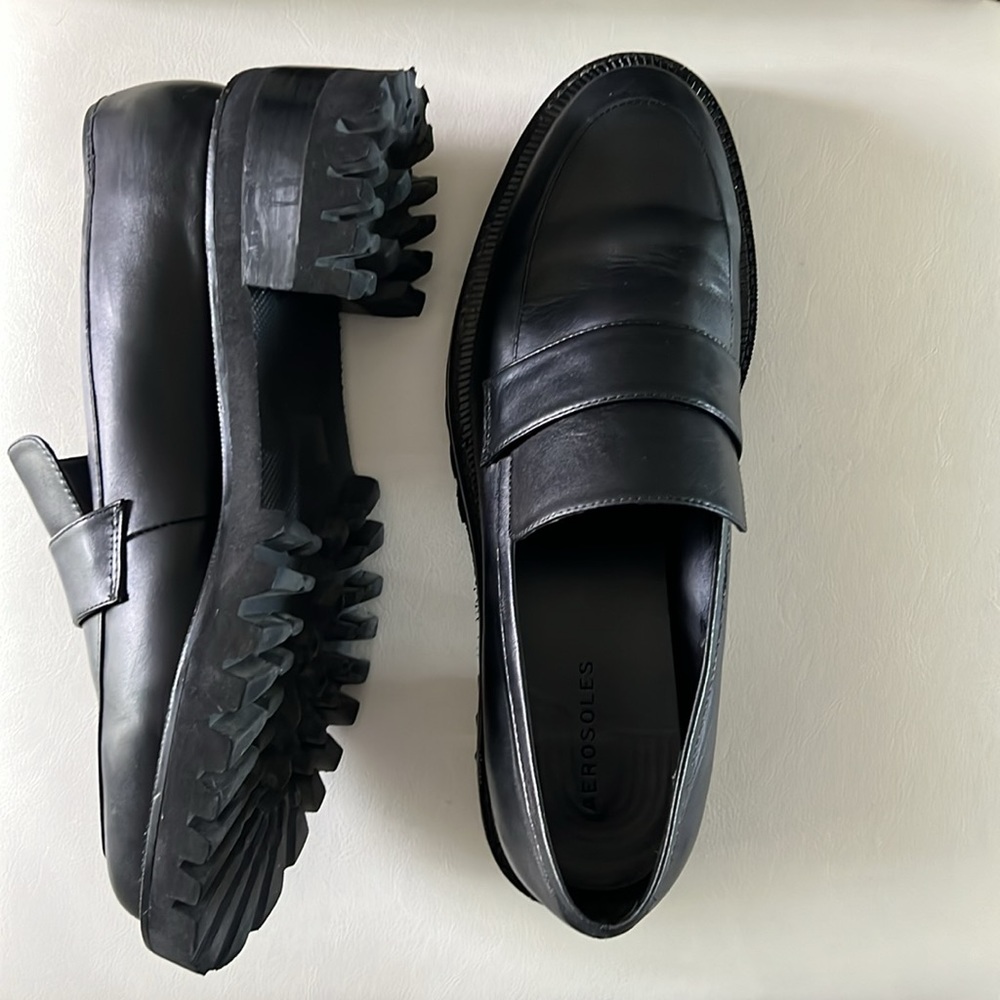 Aerosole black leather loafers- size 10.5 women’s.  Excellent Condition